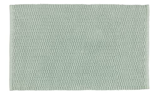 WENKO Badteppich Mona Hellgrün - Badvorleger mit trendiger Oberflächenstruktur, rutschhemmende Beschichtung, waschbar, Baumwolle, 50 x 80 cm, Grün