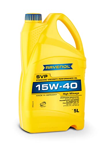 RAVENOL SVP SAE 15W-40 / 15W40 Mineralisches Motoröl für hohe Laufleistung ab ca. 100.000 km (5 Liter)