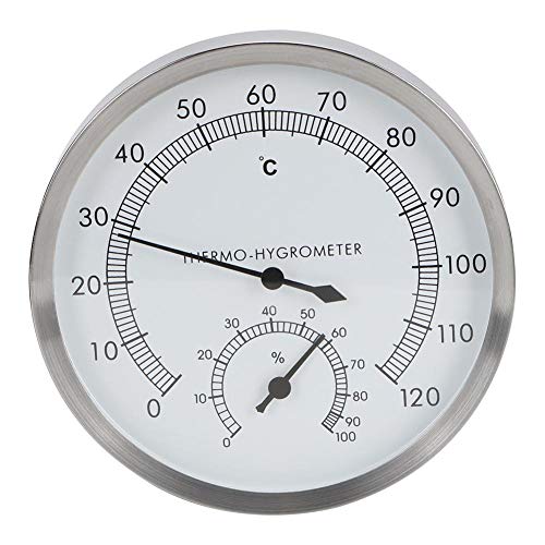 Mumusuki 2 in 1 Edelstahl-Thermo-Hygrometer Dampfbad Saunaraum-Thermometer Hygrometer Innenthermo-Hygrometer für Sauna-Dampfbad