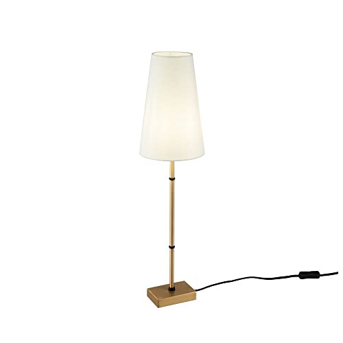 MAYTONI DECORATIVE LIGHTING Tischleuchte Zaragoza, Stil Art Déco, Lampenschirm aus weißem Stoff, Gestell aus goldenem Metall, für Wohnzimmer, Schlafzimmer