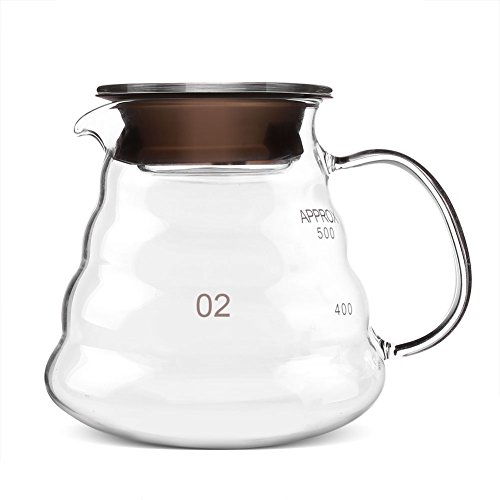 Kaffeekessel Glas, BiuZi 1Pc 500ml Klar verdickte Glas-Kaffeetopf-Umweltschutz Umweltbeständiger hitzebeständiger Kaffeekessel mit Waage Glaskaffeekannen