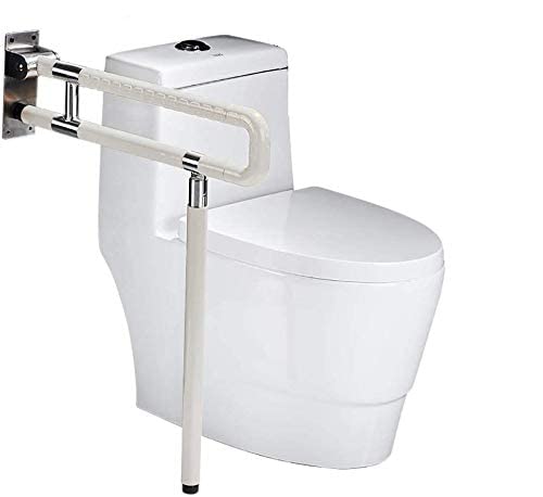 RANZIX klappbare WC & Toiletten Aufstehhilfe - Stützgriff Sicherheits Haltegriff Stützklappgriff behindertengerecht Toiletten Stütz-Haltegriff hochklappbar robust & solide verarbeitet (Weiß, 750MM)