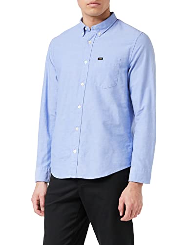 Lee Mens Button DOWN Shirts, Washed Blue, L