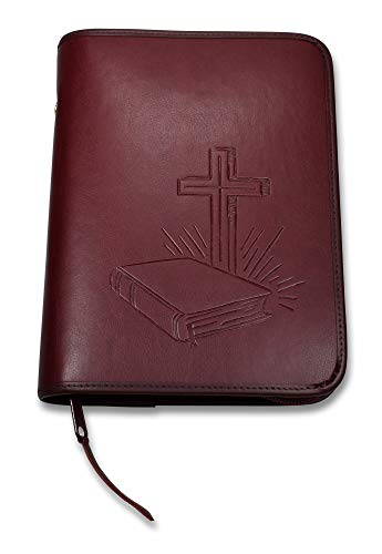 MaMeMi Bibelhülle/Bibel-Etui aus Kunstleder mit Prägung, Rot, 13x4x18,5cm