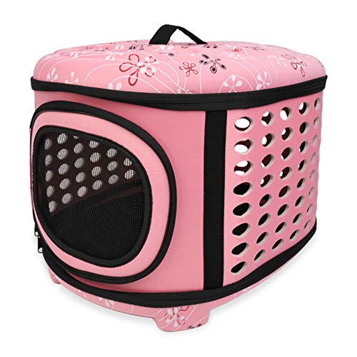 MBLUE Haustier Hund Katze Träger Seite Faltbare Travel Tote Umhängetasche Portable Cage Kennel (Pink)