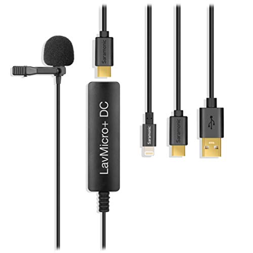 Saramonic Digitales Lavalier-Mikrofon mit Lightning, USB-C & USB-A Ausgang für iPhone, iPad, Android-Geräte & Computer mit Kopfhörerausgang (LavMicro+DC)