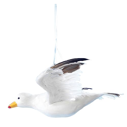 Deko-Möwe Dekovogel Maritimedeko weiß 43 cm fliegend, mit echten Federn und Befestigung