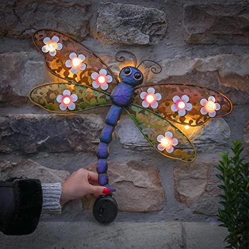 Festive Lights - Solar Metall Garten Tiere Wandlampe mit Warmweißen LEDs, IP44 Wasserdicht (Libelle)