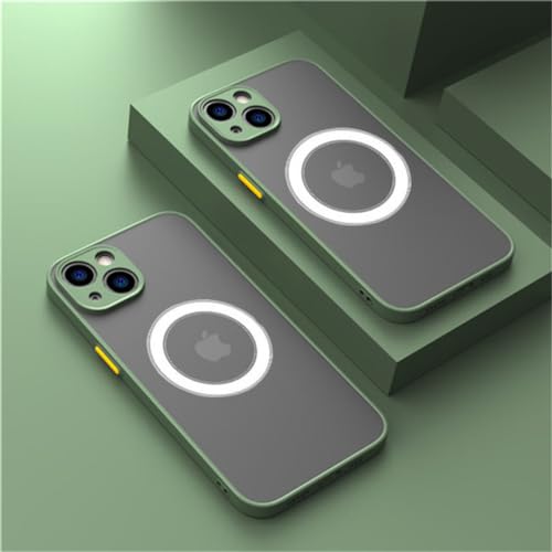 NOBAA Luxuriöse magnetische kabellose Lade-Telefonhülle für iPhone 15, 14, 13, 12, 11 Pro Max Mini 14Plus X XS, stoßfeste Panzerabdeckung, grün, für iPhone 14Pro Max