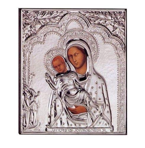 SILBERKANNE Ikone Die Madonna des Himmels 12x14 cm Silber 925 Sterling in Premium Verarbeitung