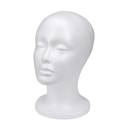 Lurrose Schaufensterpuppe Kopf mit weiblichem Gesicht Modell Display Stand Modell Perücke Hüte Halter (weiß)