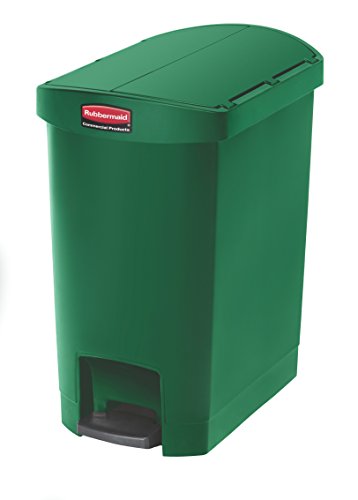 Rubbermaid Commercial Products Commercial 1883583 Slim Jim Step-On Wastebasket, Resin, End Step, 30 L - Green