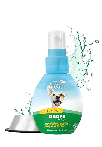 Frischer Atem von TropiClean - Mundpflegetropfen für Hunde - Ohne Bürsten, bekämpft Plaque - 32 Portionen, 59 ml