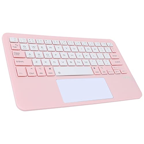 Yunseity Kabellose Bluetooth-Tastatur mit Touchpad für Tablet, Wiederaufladbare Mini-Tablet-Tastatur, für IOS Android Windows-Geräte(Rosa)