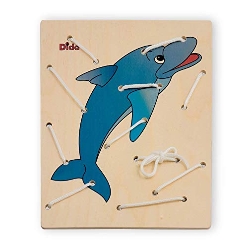 Dida - Schnürspiel Delfin - Das Fädelspiel Mit Schnürsenkel Zur Förderung Der Feinmotorik Der Kinder - Aktivitäten Montessori Für Kindergärten und Vorschulen