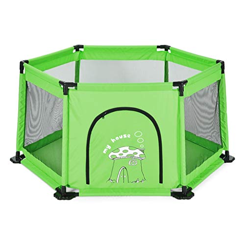 Laufgitter Baby Laufstall, Kinderspielzaun Tor Tragbare Kleinkinder Indoor Outdoor Playard Kinder Leitplanke Sicherheit Krabbeln (Color : Green)