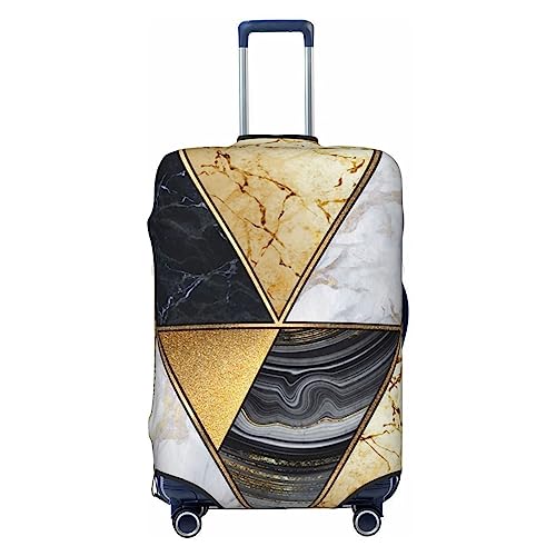 OPSREY Geometrischer Marmor-Druck Gepäckabdeckung Kofferabdeckung Elastischer Waschbarer Kofferschutz Für 21-32 Zoll, Schwarz , L
