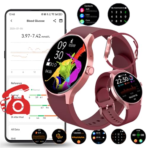 Smartwatch Mit Bluetooth-Anrufe, 𝐁𝐥𝐮𝐭𝐳𝐮𝐜𝐤𝐞𝐫𝐆𝐥𝐮𝐜𝐨𝐬𝐞 Smartwatch Fitness-Tracker,Fitnessuhr Mit Smartwatch Mit Bluetooth -Anruf,𝐃𝐢𝐚𝐛𝐞𝐭𝐞𝐬 Smart Fitness Tracker Pulsschlag ,E