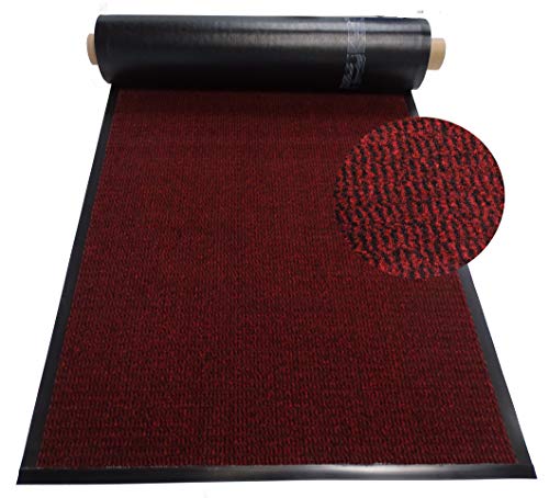 Mertex Schmutzfangläufer Meterware 90 cm rot-schwarz meliert (90 x 500 cm, Schnittkante mit Randprofil)