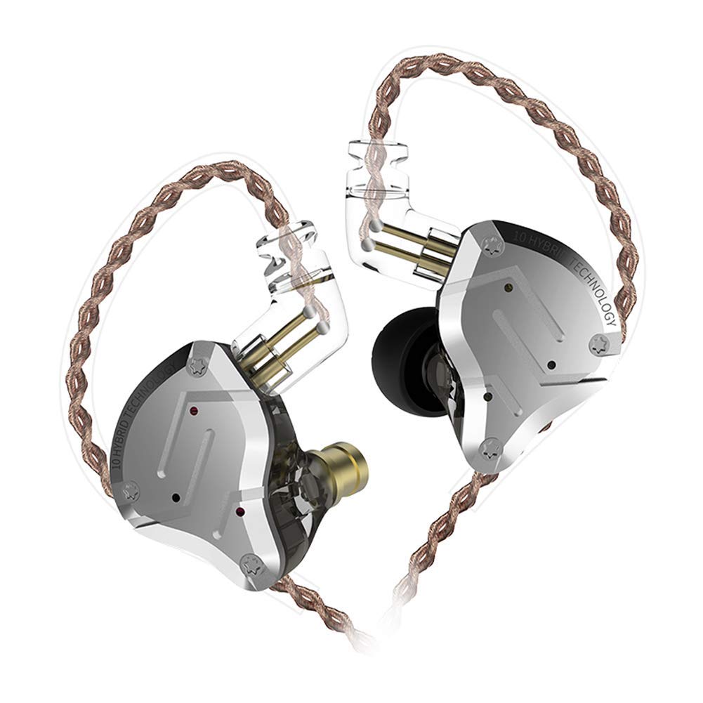 KINBOOFI KZ ZS10 Pro im Ohrmonitor Ohrhörer Kopfhörer, HiFi KZ Kopfhörer mit 4BA- und 1DD-Treibern, KZ Upgrade ZS10 Pro mit abnehmbarem 0,75 mm 2-poligem 6N OFC-Kabel (no mic, schwarz)