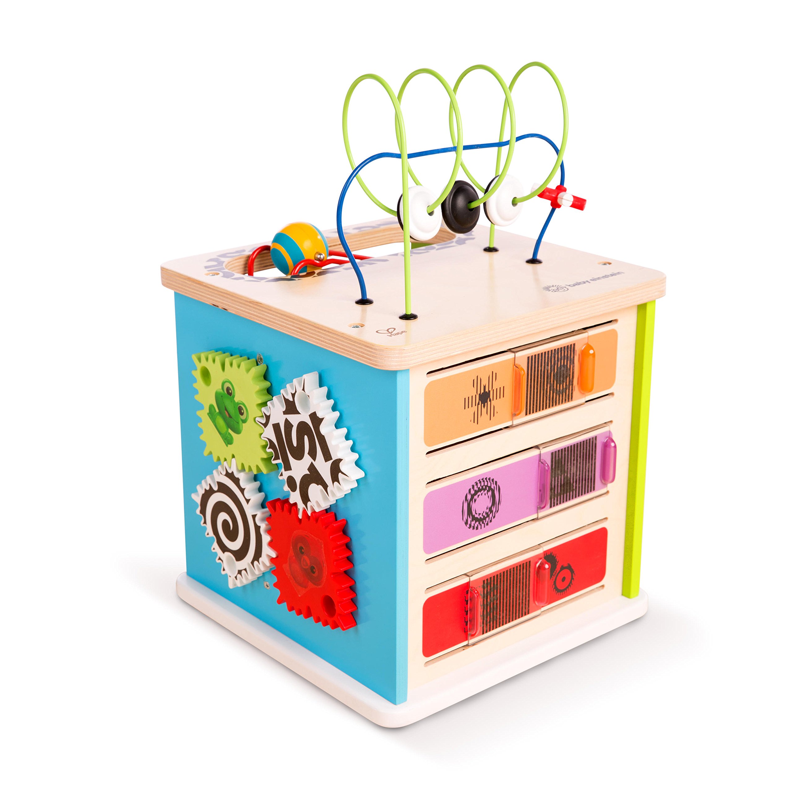 Baby Einstein 11656-6 Hape Motorikwürfel Innovationsstation Holzspielzeug mit zahlreichen Spielmöglichkeiten, ab 12 Monaten Innovation Station Aktivitätswürfel, Mehrfarbig, 1 Count (Pack of 1)