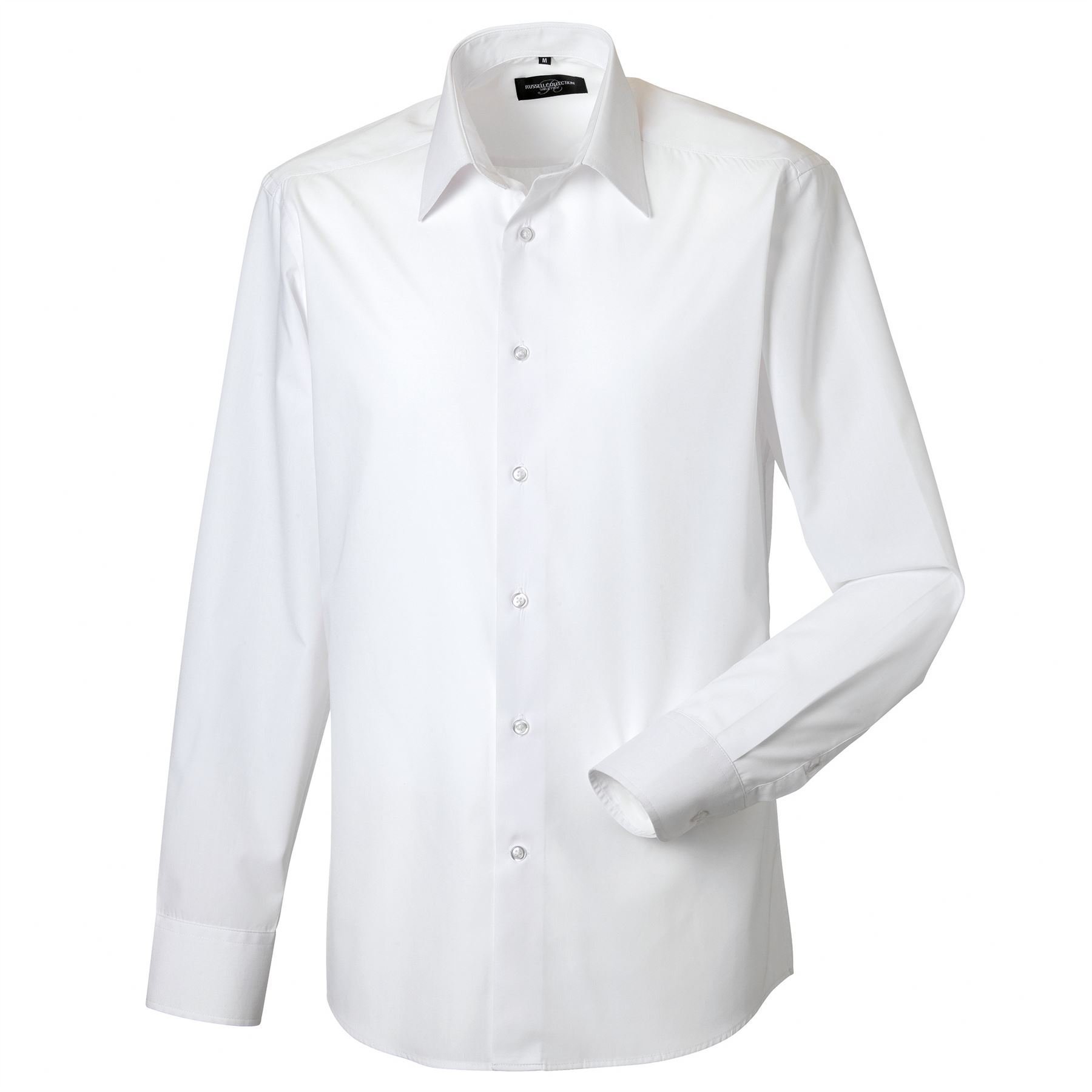 Russell Collection Popeline Herren Hemd, Langarm, pflegeleicht (4XL) (Weiß)