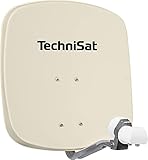 TechniSat DIGIDISH 45 – Satelliten-Schüssel für 2 Teilnehmer (45 cm kleine Sat Anlage - Komplettset mit Wandhalterung und Universal Twin-LNB) beige