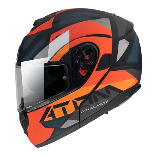 Convertible Helm für Motorrad, CEE-geprüft, Marke Atom SV W17 A4, mattorange, XL