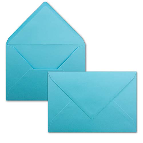 Brief-Umschläge in Türkis- 100 Stück - DIN C5 Kuverts 22,0 x 15,4 cm - Nassklebung ohne Fenster - Weihnachten, Grußkarten - Serie FarbenFroh®
