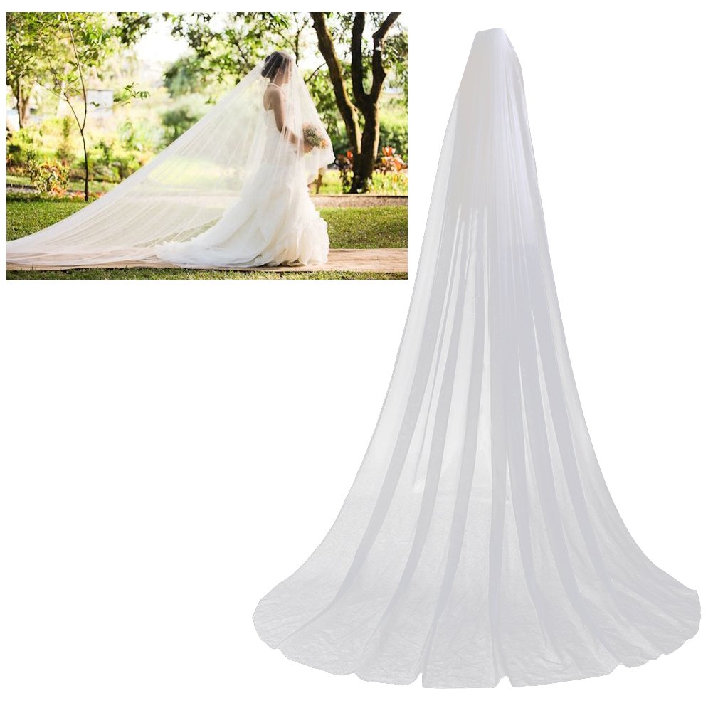 Frcolor Hochzeit Brautschleier, 3M lange Brautschleier Tüll Brautschleier mit Kamm (weiß)
