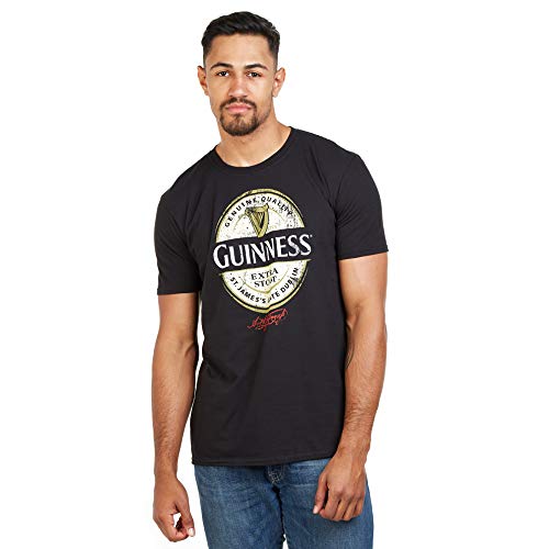 Guinness Herren Guinness Label T Shirt, Schwarz, L EU