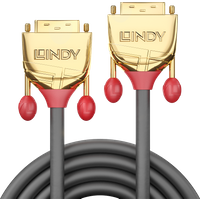 Lindy Gold - DVI-Kabel - Dual Link - DVI-D (M) bis DVI-D (M) - 10 m - rund - Grau
