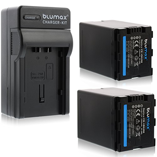 Blumax 2X ersetzt VW-VBN390 3300mAh + Ladegerät VW-VBN390 | ersetzt Panasonic HDC-SD800 HDC-SD900 HDC-SD909 HDC-TM900 HDC-HS900 - HC X929 X810 X909 X900 X800