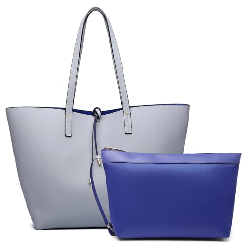 Miss Lulu Schultertaschen für Damen Shopper Damen Groß Tasche Damen Henkeltasche Damen Modische Einkaufstasche PU-Leder Praktisches 2-teiliges Handtaschen-Set