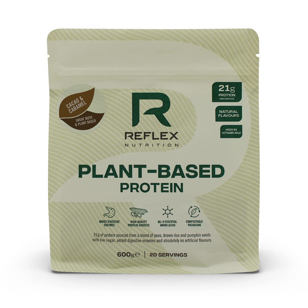 Reflex Nutrition Veganes Proteinpulver mit B12 - 600g, Kakao & Karamell