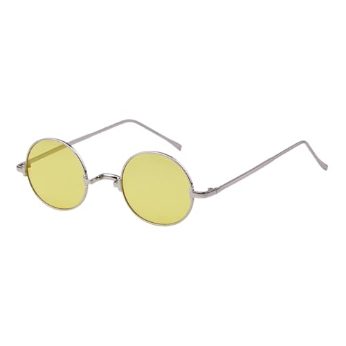 MUTYNE Retro Runde Sonnenbrille Damen Herren Luxus Vintage Persönlichkeit Brücke Kleiner Rahmen Brillenschirme,C12,Einheitsgröße