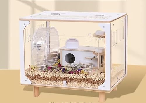 LLGJ Hamsterkäfig aus Holz, Mäuse und Ratten, offene Oberseite mit Acrylplatten, solide gebaut, geeignet für Goldhamster, Totoro, Eidechse, Blaubrustwachtel (12,7 cm, nur der Käfig)