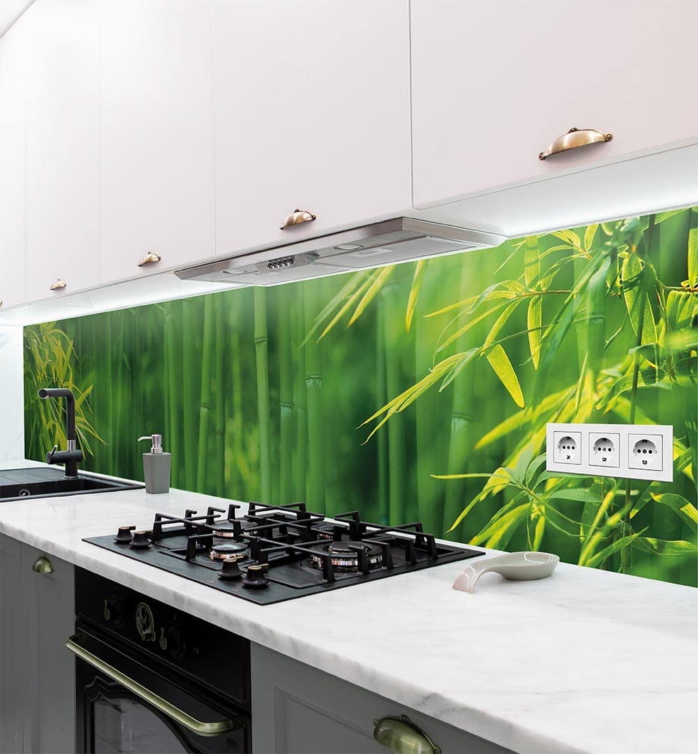 MyMaxxi - Selbstklebende Küchenrückwand Folie ohne Bohren - Aufkleber Motiv Bambus 01-60cm hoch - Adhesive Kitchen Wall Design - Wandtattoo Wandbild Küche - Wand-Deko - Wandgestaltung