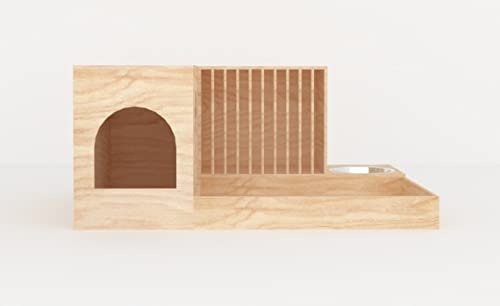 Hasenhaus aus Holz mit Futterstation und Trinkstation Kleintierstall Spielhaus