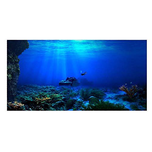 FILFEEL Aquarium Hintergrund Aquarium Dekorationen Bilder 3D Effekt PVC Adhesive Poster Unterwasserwelt Hintergrund Dekoration Papier Cling Decals Aufkleber(122x46cm)
