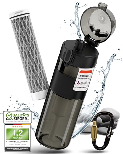 BERGKVIST® Outdoor Wasserfilter Flasche FJÄLLKLAR (500 ml) - Trinkflasche mit Filter für Trinkwasser (Wasserflasche mit Filter)