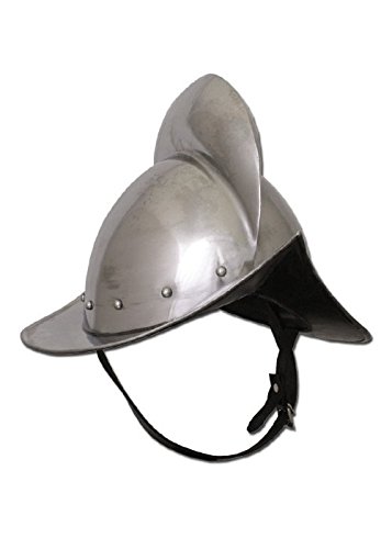 Battle-Merchant Deutscher Morion Helm, 1,6mm Stahl mit Lederinlay - Spätmittelalter - Landsknecht - LARP