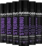 Syoss Haarspray Strong Hold Haltegrad 3 (6 x 400 ml), Haarspray mit bis zu 48 h starkem Halt, Styling Spray schützt vor Feuchtigkeit & UV-Strahlen, ohne Rückstände