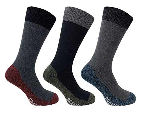 Bramble Herren Wicking Boot Socken | 3 Paar | UK Größe 6-11 | Schwarz/Grau Mix Outdoor Komfort Wanderschuhe Socken Wandersocken Aktivitätssocken, Schwarz / Grau
