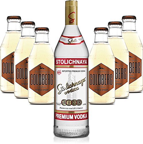 Moscow Mule Set - Stolichnaya Vodka 1L (40% Vol) + 6x Goldberg Intense Ginger 200ml - Inkl. Pfand MEHRWEG