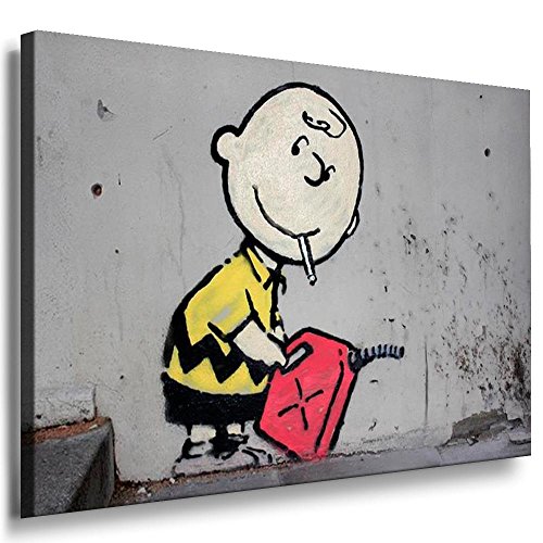 Fotoleinwand24 - Banksy Graffiti Art "CHARLIE BROWN" / AA0003 / Fotoleinwand auf Keilrahmen / Farbig / 80x60 cm