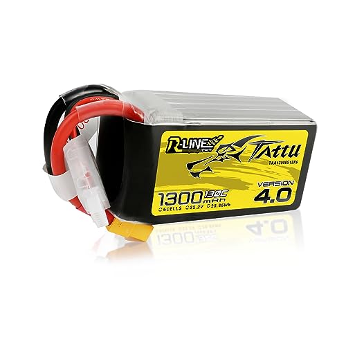 Tattu 6S LiPo Akku 1300mAh 22.2V 130C 6S Batterie mit XT60 Stecker Rline Series für Professional FPV Racing competitions