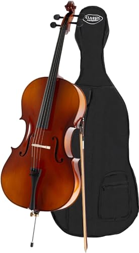 Classic Cantabile Student Cello 3/4 (Einsteiger/Schülerinstrument inkl. Tasche und Bogen, Decke aus Fichte, Boden, Zarge, Hals und Steg aus Ahorn)