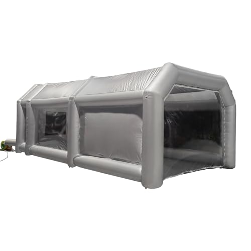 Aufblasbares Lack-Spray-Kabine Aufblasbares Lack-Auto-Kabine-Zelt mit transparenten Fenstern, Tragbares Spray-Zelt mit 2-Luftfilter, Auto-Motorrad-Arbeitsplatz, Gebläse Nicht enthalten (26X15X10FT)