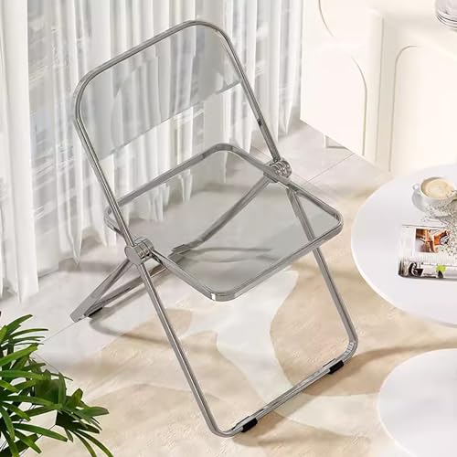 zxhrybh Moderner Acryl-Klappstuhl, Klappstuhl Camping, PC-Kunststoffstühle für das Wohnzimmer, Folding Chair für Draußen und Drinnen (Size : B+Grey)